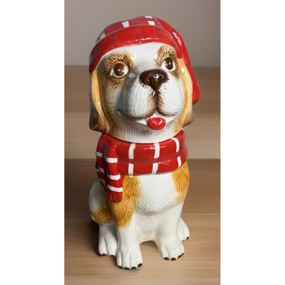 Sleigh Bell Bistro Dog Cookie Treat Jar Beagle Christmas Holiday Decoration - Picture 10 of 10